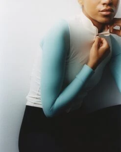 Women's Mechanism Long Sleeve Jersey - Off-White / Light Teal -Assos Boutique pns mechanism aw23 6 pdp page 4375007b ed90 4c12 8381 8d75ee52fdd6